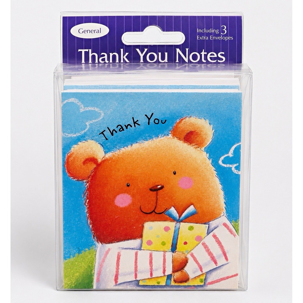 P.S. Greetings Thank You Notes Bear Folded Cards Blank Inside 25/28 TY50-5409-25